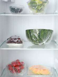 100 piezas Película de almacenamiento de alimentos elástica para invitados - Envoltura de plástico elástico y translúcido, preserva los restos, frutas y verduras, cubierta de frescura, perfecta para la cocina, el refrigerador y el almacenamiento en la mesa