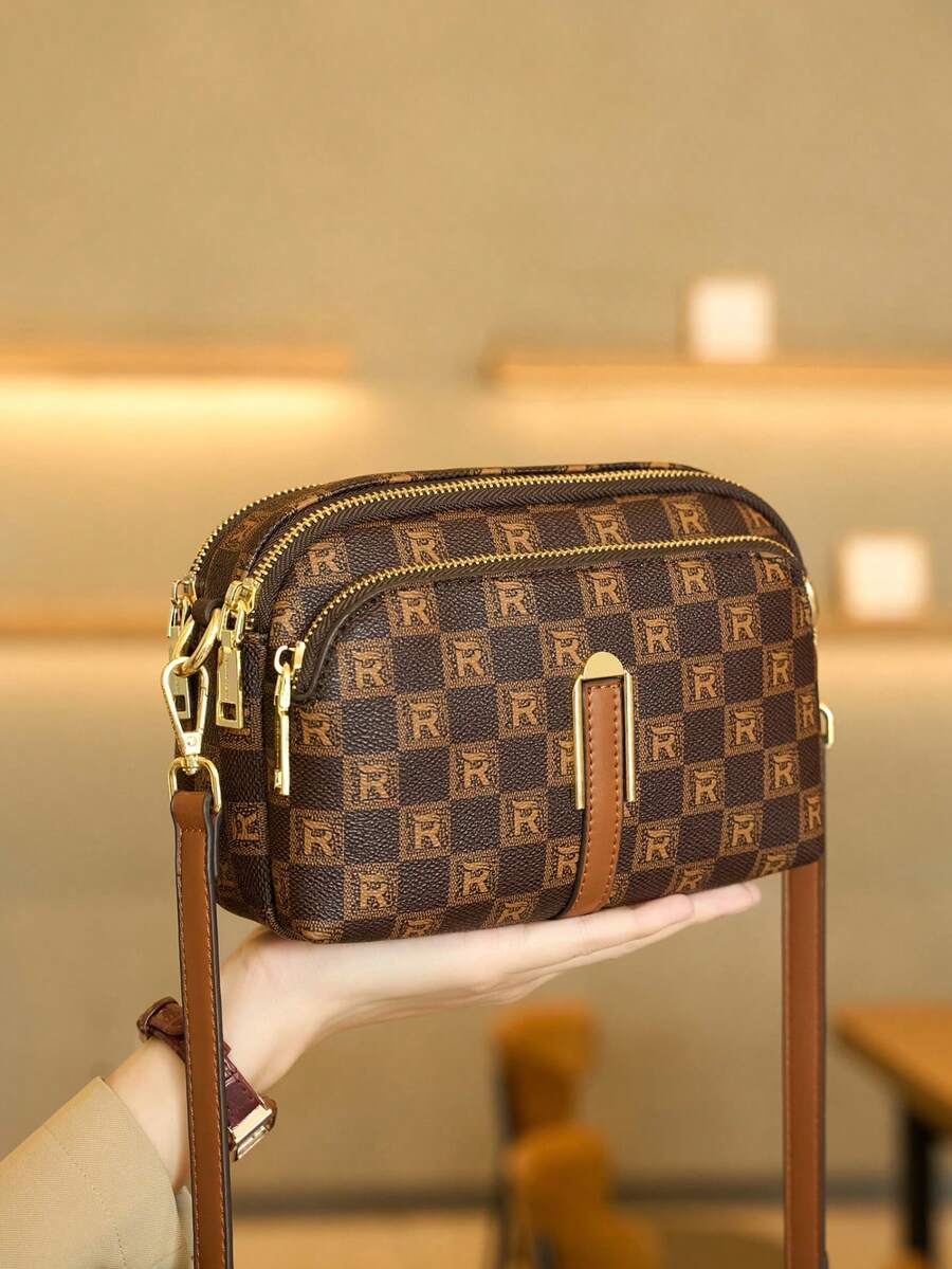 Große Kapazität Mehrkammer-Damen-Umhängetasche, vielseitiger Shopper mit bedrucktem Design, modische vintage Lässig Handtasche, Neuankunft 2025