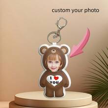 Customized Photo Keychain, Personalized Keychain, Customized With Pictures, Cute, Suitable For Father's Day, Mother's Day, Halloween, Christmas, Christmas Eve, Valentine's Day, Birthdays, Personalized Anniversaries - Little Bear - Multicolor - View 3