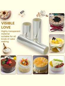 5m/Roll Transparent Acetate Cake Collar, Cake Roll, Elegant Cake Packaging, Edge Decoration, Cake Plastic Packaging, Cake Wrap Film, Mousse Cake Slice, DIY Cake Collar For Baking Decoration, Shaker Card Making, Mousse, Chocolate And Pastry Food Decoration