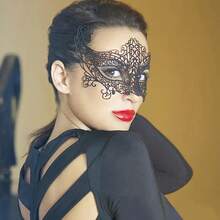 14pcs Lace Masquerade Party Performance Skin-Friendly Soft Sexy Women's Masks - Black - View 5