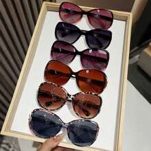 6pcs Women's Large Plastic Gradient Fashion Glasses Set, Suitable For Street, Summer, Vacation, And Daily Use - Bohemian Beach Accessories Women's Glasses, Suitable For Beach Vacation, Outing, And Travel - 彩色 - 查看 13