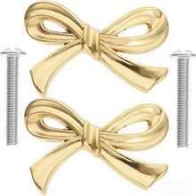 6/4/2/1pc Metal Bowknot Drawer Cabinet Door Wardrobe Wine Cabinet Shoe Cabinet Cupboard Bookshelf Pull Handle, Screw Fixed, Suitable For Multiple Seasons Including Halloween, Christmas - Gold - View 3