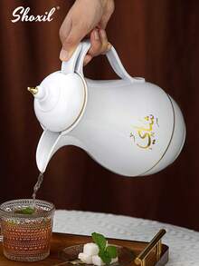 shoxil 1pc Insulated Hot Kettle, Coffee Maker Coffee Pot Tea Pot, Restaurant Office Outdoor Portable Vacuum Beverage Pot, For Winter Hot Drinks - White - View 7