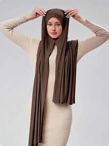 1 pieza Khimar de un solo paso para mujer - Velo modesto con cuello, sin alfileres, de tela de punto elástica y ligera para oración, viaje, trabajo y uso diario. Para vestir.