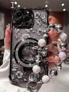 (可折叠支架) (银色手环) 适用于 Galaxy A123456789987654321 45G 电镀磁吸防摔透明手机壳，防摔手机壳适用于三星 S25/S24/S23/S22 系列/A 系列、OPPO、Redmi、Moto、Pixel，适用于 Vivo，适用于 OPPO