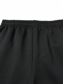 Plus Size Men's Solid Color Printed Knit Jogger Pants, Lightweight Drawstring Casual Outdoor Hiking Travel Running Workout Trousers Sports - Black - View 7