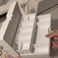 High Quality White Multifunctional Folding Stationery Storage Box, Stickers, Keychain, Washi Tape, Memo Pad, Desktop Organizer, Back To School - Rectangle - View 3