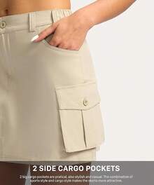 Women's Skort 5 Pockets Cargo Skirt Skirts Skorts Women Casual Summer Hiking - 卡其色 - 查看 2