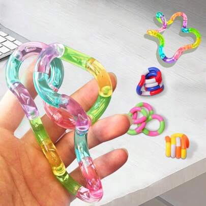 新品：彩虹扭绳玩具、多功能减压工具、TANG 压力释放、手指灵活性训练器、鲜艳的彩色玩具、彩虹拉伸/缠绕/连接创意形状、办公室减压玩具、缓解焦虑玩具 - 惊喜礼物 - 生日礼物 - 圣诞礼物 - 万圣节礼物 - 完美礼物 - 礼物 - 玩具