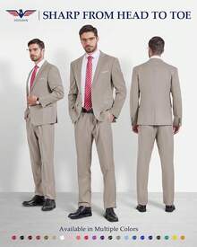 Traje de 2 piezas para hombre Hihawk, conjunto de pantalones sólidos de 2 botones, FGLB Navidad - Beis - Ver 11