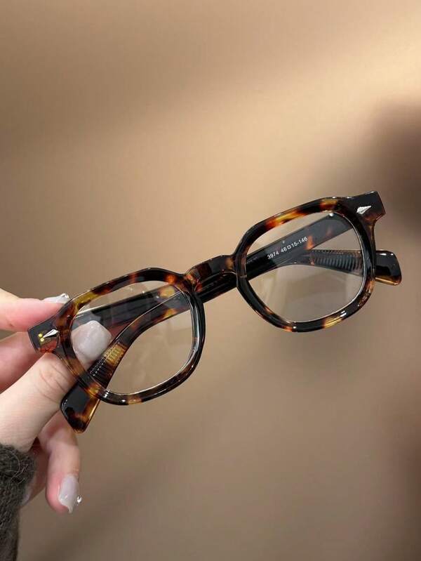 1pc Tortoiseshell Color Children's Fashion Flat Glasses, Retro Rimless Design, Suitable For Teenagers, Daily Life, Reading, Watching TV, Playing Games And Phones, Transparent Lenses Eye Protection Fashion Glasses, Daily Outfit Decoration.