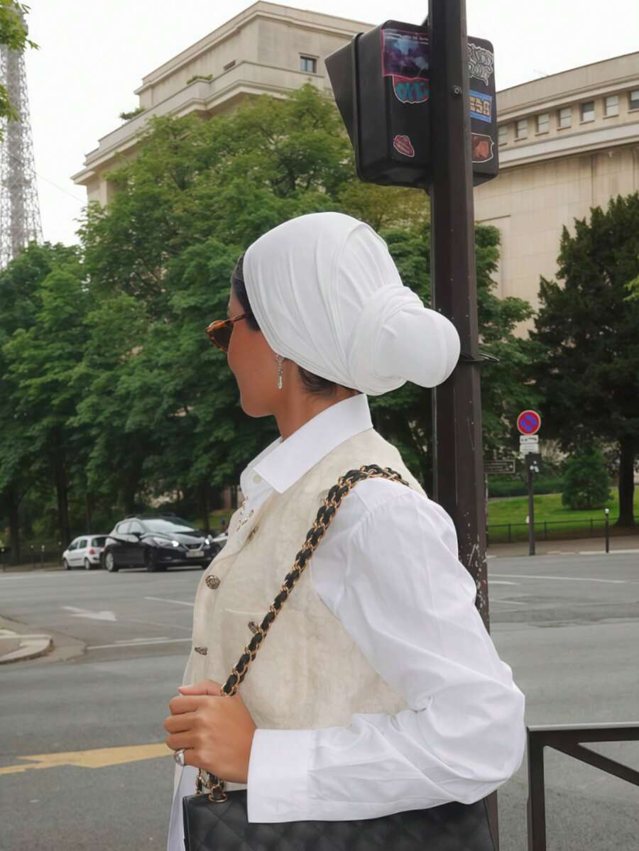 1件装女士简易头巾，经典纯色设计，三种不同佩戴方式，多功能实用弹力头巾，柔软舒适的莫代尔面料，适合日常佩戴、运动、瑜伽、海滩、度假、配饰、旅行必备。