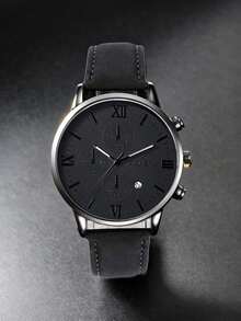 Men's Wrist Watch With Calendar Function, Fashionable Round Dial, Quartz Movement, PU Leather Strap, Suitable For Parties, Festivals, Birthdays, Or As A Gift For Brothers, The Best Gift For Men, Also A Perfect Father's Day Gift For Dad (Watch Box Not Included) - Multicolor - View 4