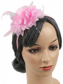 1 pieza Diadema con flor de plumas de estilo transfronterizo, accesorio para el cabello con plumas para fiestas, reuniones y actuaciones, accesorio para el cabello de novia retro, disfraz de Halloween