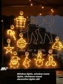 1pc Funny Christmas Window Lights, Luxury Ambience Decorative Lights Battery Box Style, Room With LED Lights Fairy Lights Clip Strings, Night Lights Hanging Photos, Bedroom, Mirror With Lights Weddings, Festivals, Party Decorations, Random Gifts Garden Lights Garden Decoration Wedding Decorations Room Decoration Gifts Birthday Graduation, Ambient Lights, Decorative Lights, Christmas Streamers, Christmas Lights (Three Sections Of Seven Batteries)Christmas Decoration XMAS Decor Christmas Tree Gift Decor Thanksgiving Wedding Home Decor Home Decor Fall Decor Autumn Decor Birthday Decorations For Gifts Party Supplies Indoor Outdoor Garden Holiday Festival Decor Halloween Decor Wall Decor Halloween Ornaments