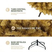 ESQUIMAL Pino Canadiense Tipo Lapiz Árbol de Navidad Delgado Facil de Armar Dorado Mate 180 cm - Doradomate - Ver 4