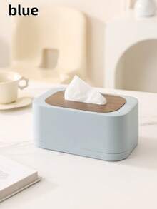1pc Nordic Minimalist Style Large Capacity Tissue Box With Spring And Wooden Lid. Can Accommodate 99% Of Tissue Sizes, Suitable For Storing Facial Tissues, Wet Wipes And Daily Tissues. Also An Ideal Home Decor Choice For Bathroom, Bedroom, Living Room, Office, And As A Gift For Halloween, Thanksgiving, Christmas, National Day And Other Holidays. - Multicolor - View 11
