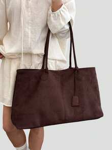 BAILEE Stylish, Minimalist, Solid Color, Matte PU Leather Dumpling Bag/Tote Bag With Foldable Magnetic Closure. Perfect For Outfits And As A Gift Option. - Multicolor - View 5
