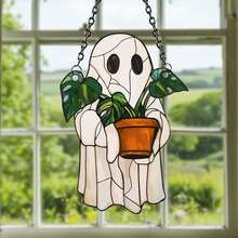 1 件鬼魂捕光器 - 彩色亚克力窗饰，可爱的鬼魂与植物装饰，哥特式捕光器，幽灵家居装饰，万圣节窗饰，鬼屋美学，适用于家庭、卧室、客厅、墙壁装饰（使用前撕掉保护膜，由亚克力制成，不是玻璃）房间装饰卧室装饰万圣节装饰秋季装饰 - 彩色 - 查看 6