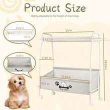 Liitrton Large Dog Toy Basket, Mobile Dog Toy Bin With Dog Organizer Storage Rack, 2-Tier Dog Toy Box For Living Room Area Holder Storage Dog Cat Accessories, Pet Leashes, Food & Clothes - 白色 - 查看 2