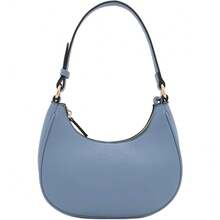 FashionPuzzle Small Crescent Shoulder Bag Underarm Purse - 藍灰色/藍灰色 - 查看 1