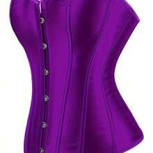 Strapless Vintage Silk Bodysuit Front Lace Tight Non-Stretch Polyester Women Apparel For Adult Carnival Costume Occasions - 紫色 - 查看 4