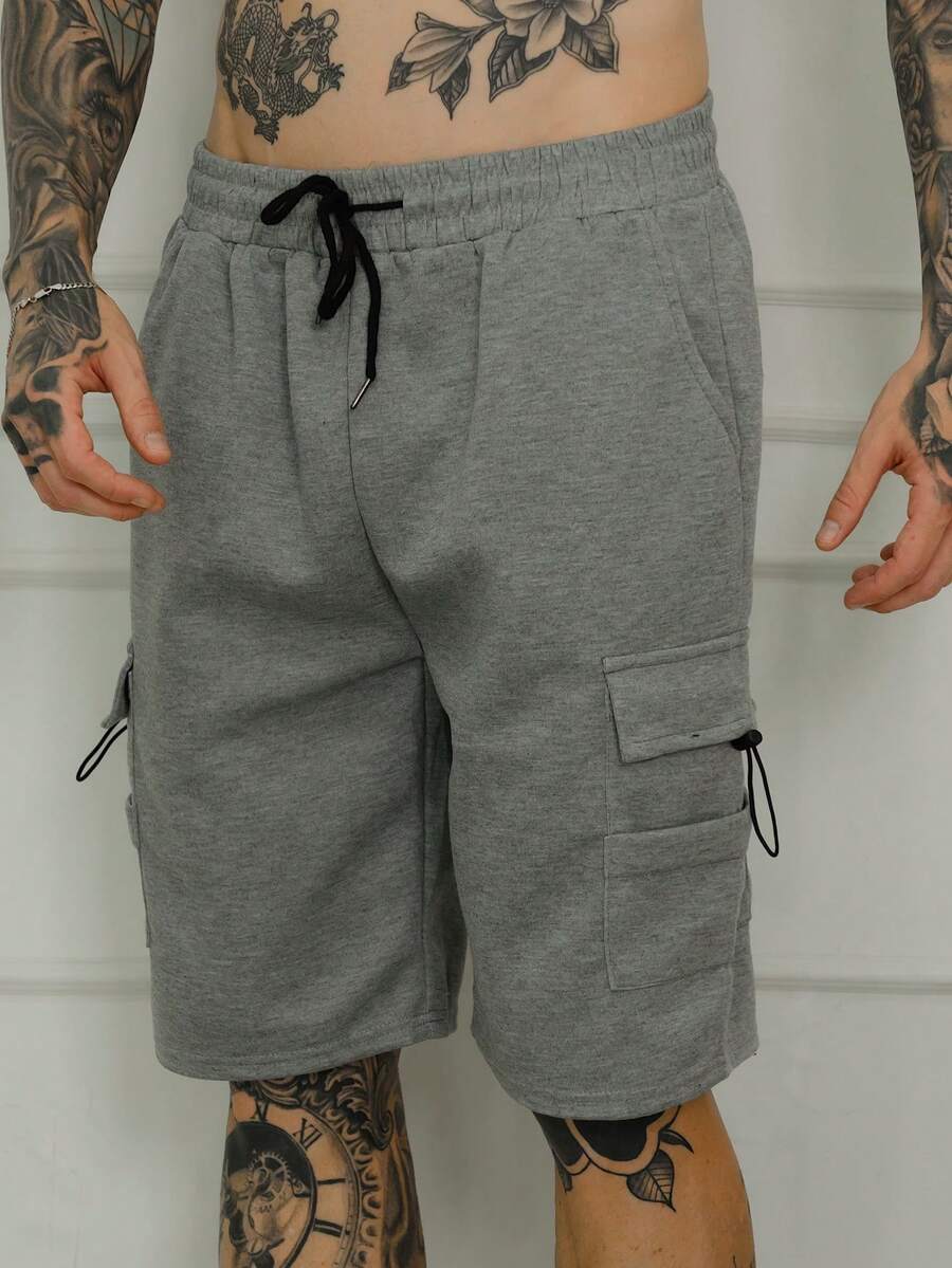 Cargo Shorts With Elastic Waistband - Màu Xám nhạt - Xem 1