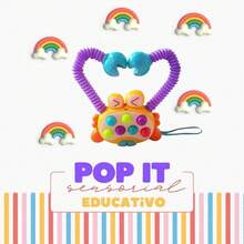 Brinquedo Sensorial educativo Caranguejo Bebê e criança Educativo Estica e Puxa - Multicolorido - Visão 5