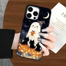 Fundas y carcasas protectoras con orificios grandes, diseño sonriente de Halloween. Compatibles con phone 16 Pro Max, 16, 15 Pro, 14, 14 Plus/14 Pro Max, 13, 13 Pro, 12 Pro y 11/11 Pro. Regalos para cumpleaños y festividades - Negro - Ver 7