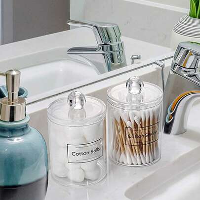 1件/2件/3件/4件套装 - 优雅水晶般亚克力收纳罐，适用于收纳卫生巾和美容工具，多功能台面收纳盒，可用于浴室、梳妆台、办公桌 | 现代时尚收纳盒，送给她的礼物，圣诞礼物，非常适合女性，房间装饰