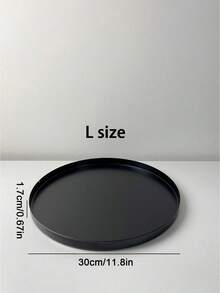 1 Stück schwarzes rundes Tablett, schlicht & Aufbewahrung für Zuhause & Blumentopfuntersetzer & Kerzenteller