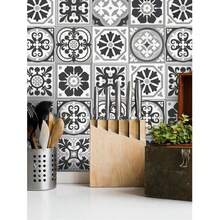 1卷地中海风格加厚防潮厨房贴纸，厨房浴室背景美化装饰墙贴，自粘防水墙纸，三种尺寸可选：11.81 * 47.24、11.81 * 94.49、11.81 * 141.73 英寸 - 彩色 - 查看 6