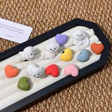 12 Stücke niedliche Welpen & bunte Herz Schuh Dekor Set - Dekorative Accessoires für Clogs, Sandalen, Tierdesigns und leuchtende Farben