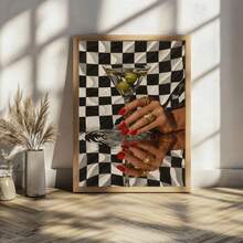 1pc, Canvas Hanging Painting, Framed Decorative Painting, Poster, Wall Art, Vintage Martini, Bar Cart Art, Cool Apartment Wall Art, Cocktail Wall Art, Vintage Living Room Wall Decor, Eclectic, Dorm Decor, Fashion Decorative Painting - Multicolor - View 10