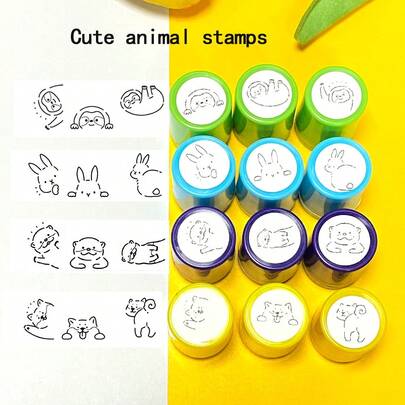 Rabbit, Sloth, Otter, Shiba Inu, Various Pattern Planner Stamps, Classroom Teacher Stamps, Teacher Grading Stamps, For Creating Diaries, Planners, Journals, Dates, Adding Fun Patterns, Can Be Filled With Color, Self-Inking Stamp