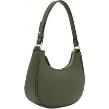FashionPuzzle Small Crescent Shoulder Bag Underarm Purse - 橄欖色/橄欖色 - 查看 2