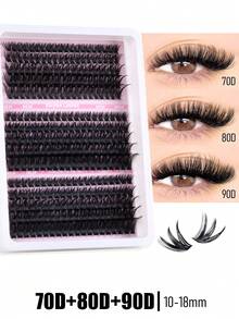 200 件簇状 D 卷睫毛延长，自然且引人注目的效果，DIY 化妆工具，打造浓密睫毛，睫毛簇，睫毛簇，单根睫毛，睫毛，假睫毛