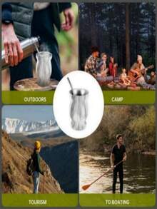 80盎司/230毫升马黛茶杯套装 葫芦形不锈钢防烫隔热带清洁刷吸管勺家用茶具 - 彩色 - 查看 11