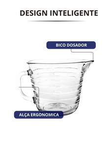Jarra medidora em Vidro 700 ml Vidro Grosso Resistente - Transparente - Visão 6