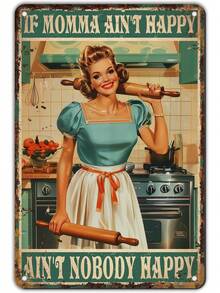 Retro Women Tin Sign If Mama Ain't Happy Ain't Nobody Happy Funny Rustic Wall Decor Wall Art Vintage Print Metal Signs Poster Bar Pub Shop Home Office Indoor 12 * 8in(Pack Of 1) - 女性錫標誌 009 - 查看 3