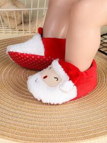 1 Paar Weihnachtselement Stoff Slip-On Flache Party Weihnachtsmann Niedliche Hausschuhe, geeignet für den Herbst