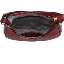 FashionPuzzle Small Crescent Shoulder Bag Underarm Purse - Wine/Wine - 查看 6