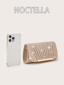 Noctella 优雅闪亮的手拿包，时尚简约的小方包，斜挎包女士晚宴包，适合女士派对、婚礼、晚宴、宴会晚宴包，适合派对女孩，女士，适合女士，非常适合派对、婚礼、舞会、晚宴/宴会，送给女士的最佳礼物 - 香檳色 - 查看 8