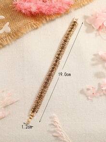 1PC Full Rhinestone Decor Bracelet For Women – Sparkling Crystal Statement Jewelry, Elegant & Glamorous Accessory For Parties, Special Occasions, Or Everyday Wear, Lightweight And Durable - 香檳色 - 查看 4