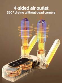 OBOVAY 1 pezzo di asciugatore intelligente per scarpe: circolazione d aria calda a 360° per asciugatura rapida, sterilizzazione UV e deodorizzazione con sale rosa, design pieghevole, compatibilità universale per le scarpe - perfetto per viaggi e uso domestico