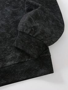 Teen Boy Casual Minimalist Snowflake Shape Long Sleeve Hooded Loose Fit Sweatshirt, Suitable For Autumn/Winter,Hooded Sweatshirt, Can Be Worn In Spring And Autumn, Shopping, School, Travel, Party Wear - Black - View 6