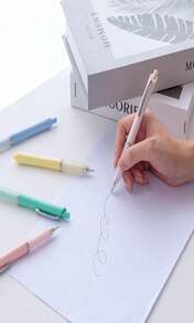 Aisibeiger Ball Point Pen Black Ink Ballpoint Pens With Super Soft Grip Medium Point 10mm Office Pens (6 Pack) - 杏色 - 查看 4
