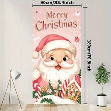 Charming Pink Santa Claus Door Frame - Multi Functional Indoor And Outdoor Holiday Banner, Made Of Polyester Material, No Power Required -35.4 X 70.9 Inches, Perfect Holiday Decoration, Christmas Decoration