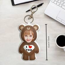 Customized Photo Keychain, Personalized Keychain, Customized With Pictures, Cute, Suitable For Father's Day, Mother's Day, Halloween, Christmas, Christmas Eve, Valentine's Day, Birthdays, Personalized Anniversaries - Little Bear - Multicolor - View 4